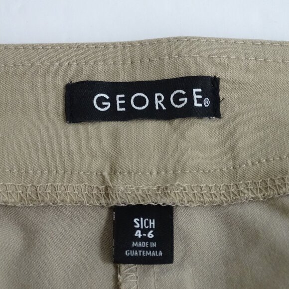 George Beige Rayon Blend Pullon Shorts Women Size S 4-6 With Pockets - Picture 4 of 11
